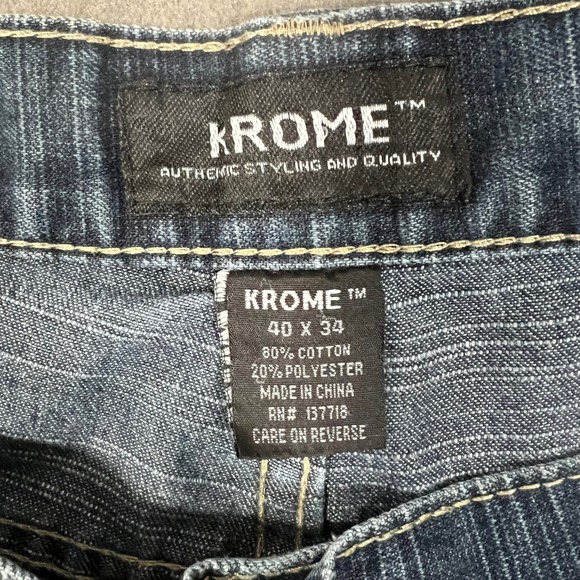 Krome Men Jeans 40x34 Dark Wash Straight Leg Denim Hip Hop Skater Y2K RN 137718 - Picture 6 of 13